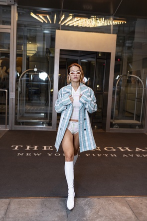 Rita Ora Spotted Exiting Hotel in New York City